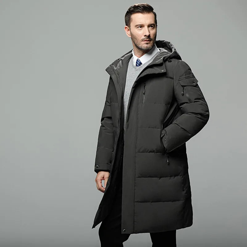 Men's Long Parkas Oversized Thick Male Coat High Quality Fleece Casual Padded Jackets Men Warm Jacket